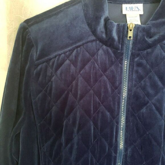 BFA Classics Blue Velour Zip Jacket Women's Size L - Picture 9 of 9